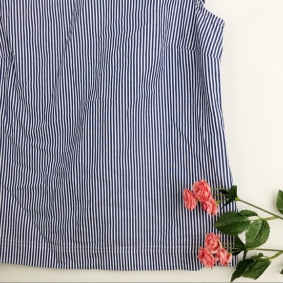 J. Crew Womens Blouse Size 8 Blue Ruffles-trim striped - Picture 5 of 8